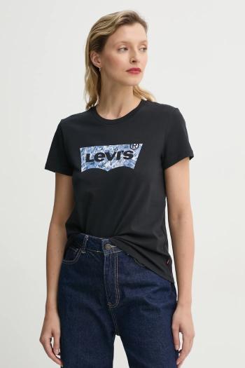 Bavlnené tričko Levi's THE PERFECT TEE dámske, čierna farba, 17369