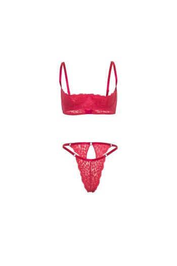 Fuchsiový dvojdielny crotchless set Kara