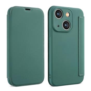 SOFTY Zaklápací obal pre Apple iPhone 15 Plus tmavozelený