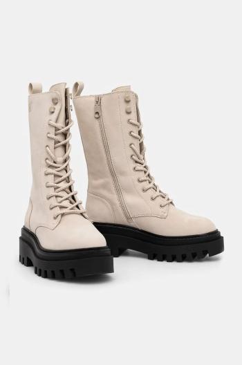 Členkové topánky Calvin Klein Jeans FLATFORM LACE UP BOOT MG NB dámske, béžová farba, na platforme, YW0YW01683