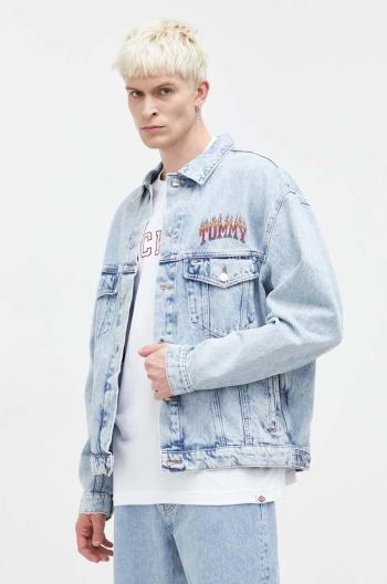 Rifľová bunda Tommy Jeans pánska, prechodná, oversize