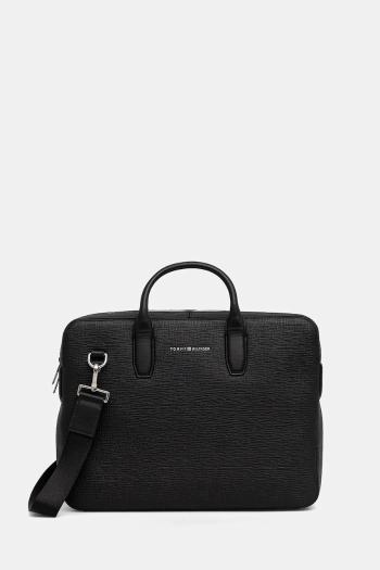 Kožená taška na notebook Tommy Hilfiger čierna farba, AM0AM13642