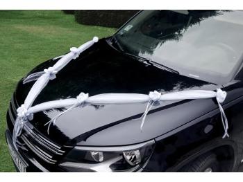 PartyDeco Dekorácia na auto s ružami  - Biela