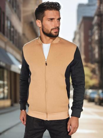 Pánska mikina so zipsom pri golieri, camel Dstreet BX5903