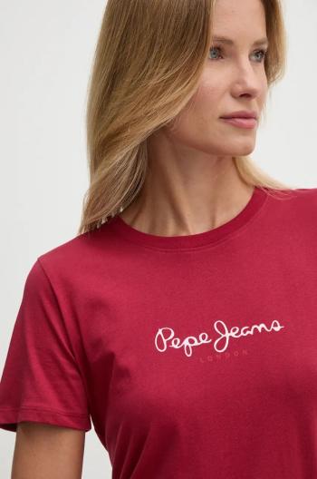 Bavlnené tričko Pepe Jeans FIORE dámske, červená farba, PL505951