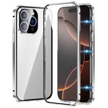 Magnetický kryt 360 pre Apple iPhone 16 Pro Max strieborný