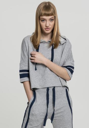 Urban Classics Ladies Taped Short Sleeve Hoody grey/navy