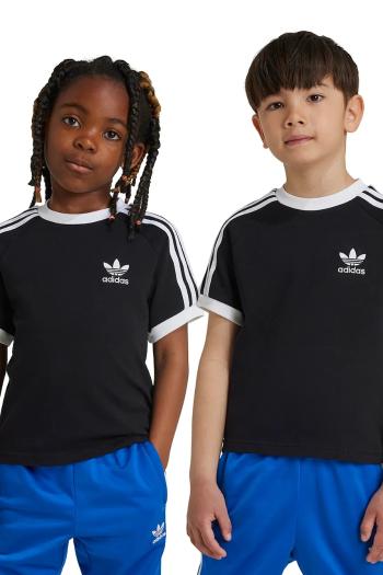 Detské bavlnené tričko adidas Originals čierna farba, s nášivkou, IY2389