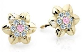 Cutie Jewellery Krásne detské náušnice zo žltého zlata C2202-30-X-1 ružová