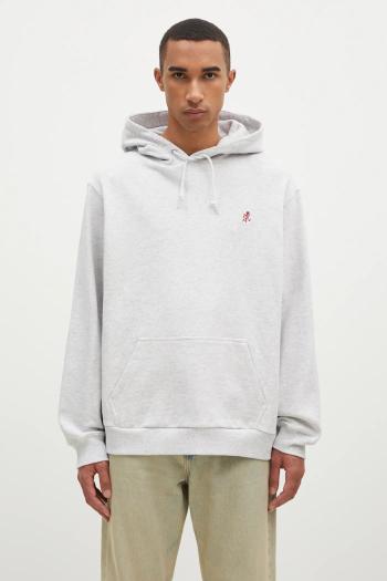 Bavlnená mikina Gramicci One Point Hooded Sweatshirt pánska, šedá farba, s kapucňou, jednofarebná