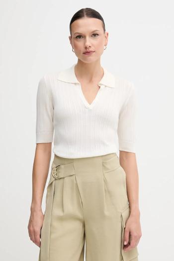 Polo tričko United Colors of Benetton dámske, béžová farba, 123VD3018