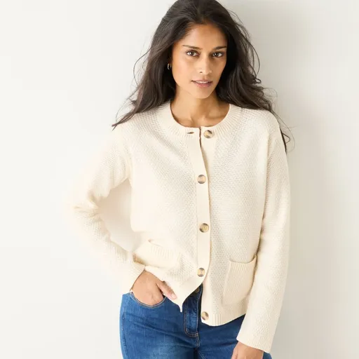 Sveter na zapínanie s perličkovým vzorom