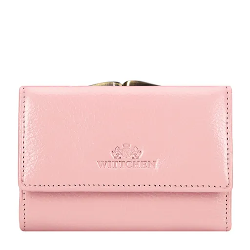 Dámska kožená peňaženka s logom ružová 21-1-053-RL