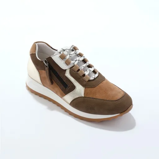 Kožené tenisky s kontrastnými časťami, na zips