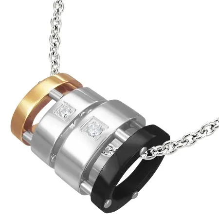 Oceľové prívesky pre dvoch - oválny prstenec, zirkón