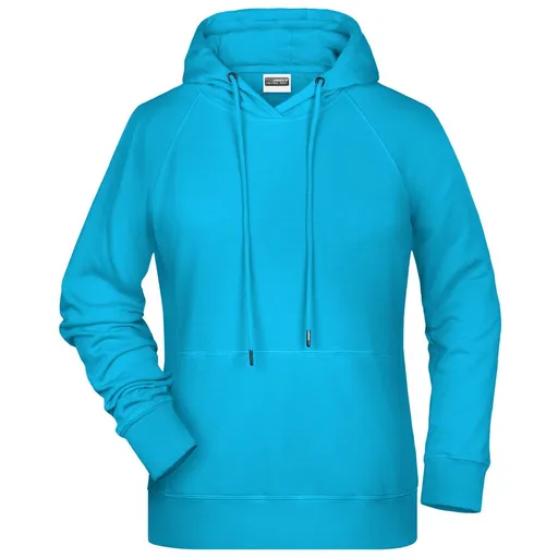 James & Nicholson (Daiber) Dámska mikina s kapucňou z biobavlny 8023 - Tyrkysová | 3XL