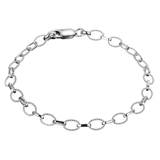 Náramok zo striebra 925 - retiazka z vrúbkovaných a lesklých očiek