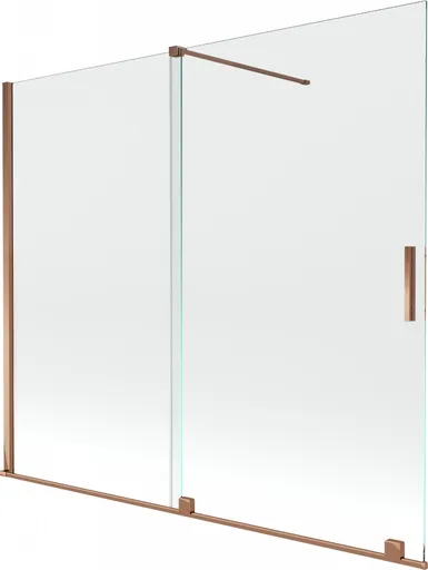 MEXEN/S - Velar Dvojkrídlová posuvná vaňová zástena 180 x 150, transparent, růžové zlato 896-180-000-01-60