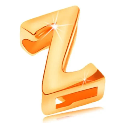 Prívesok zo žltého 14K zlata, tlačené písmeno Z, zrkadlovolesklé