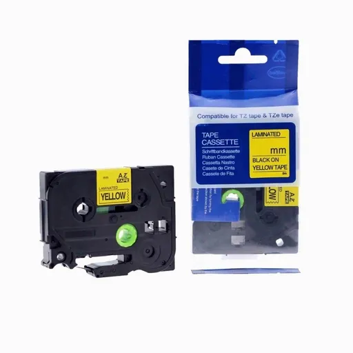 Kompatibilní páska s Brother HGe-611, 6mm x 8m, černý tisk / žlutý podklad, vysokorychlostní