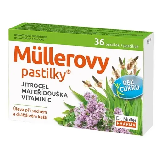 DR. MÜLLER Müllerove pastilky s skorocelom, materinou dúškou bez cukru 36 pastiliek