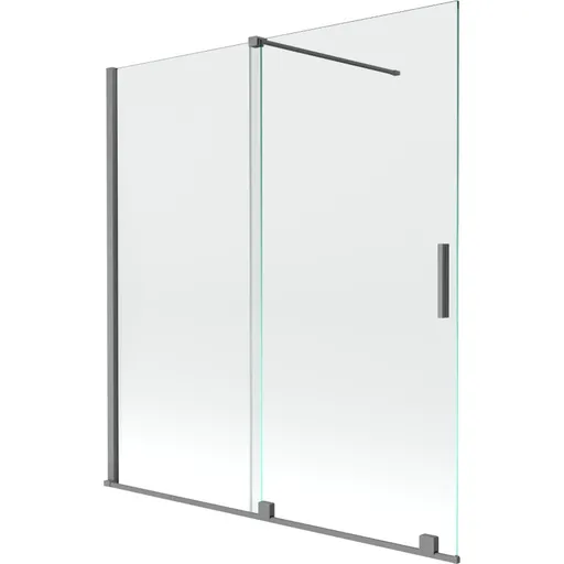 MEXEN/S - Velár dvojkrídlová posuvná vaňová zástena 150 x 150, transparent, grafit metal 896-150-000-01-95