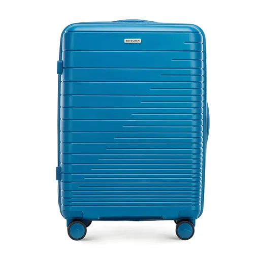 Stredný kufor vyrobený z polypropylénu s lesklými pruhmi 56-3T-162-95