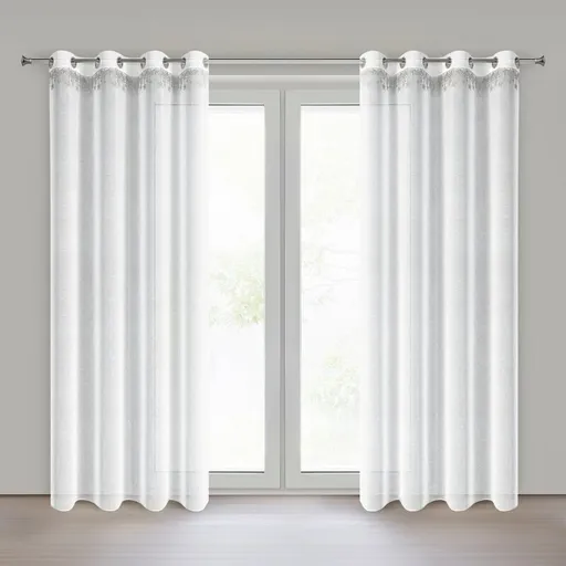 ArtFir Vianočná záclona XMAS K | biela/strieborná 140 x 250 cm