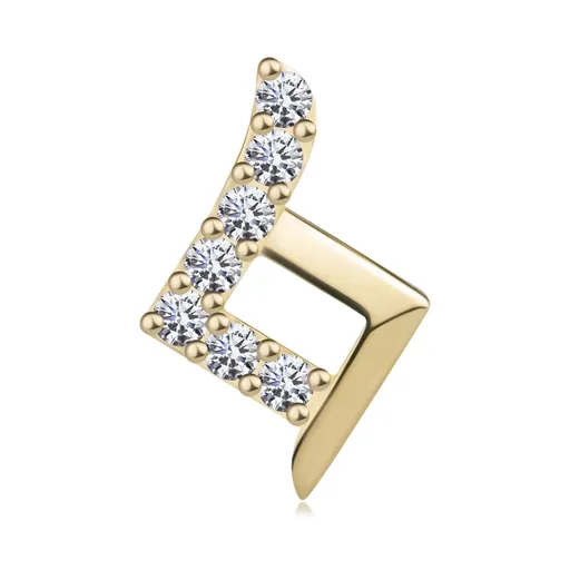 Prívesok v žltom 14K zlate - kontúra kosoštvorca s predĺženými líniami, zirkóniky