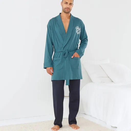 Krátky jednofarebný župan s motívom