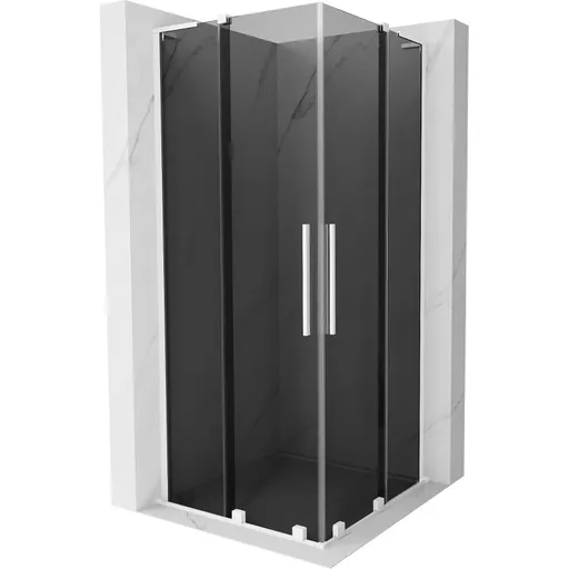 MEXEN/S - Velar L Duo sprchovací kút, posuvné dvere 100 x 100, grafit, biela 871-100-100-02-43-20