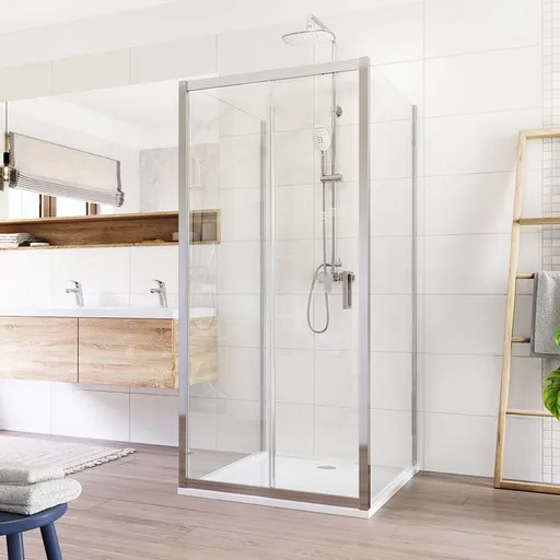 Mereo Sprchovací kút, Lima, štvorec do priestoru U, zasúvací, 100x100x100 cm, chróm ALU, sklo Číre CK85733K