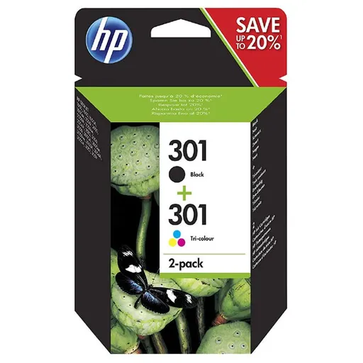 HP N9J72AE - originálna cartridge HP 301, čierna + farebná, 1x3ml/1x6ml