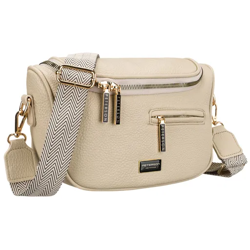 Béžová dámska crossbody kabelka z ekologickej kože so zadným vreckom