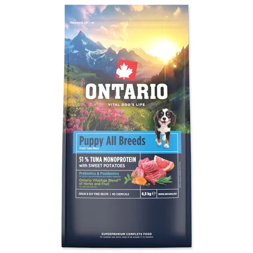 Krmivo Ontario Puppy All Breeds Monoprotein Tuna