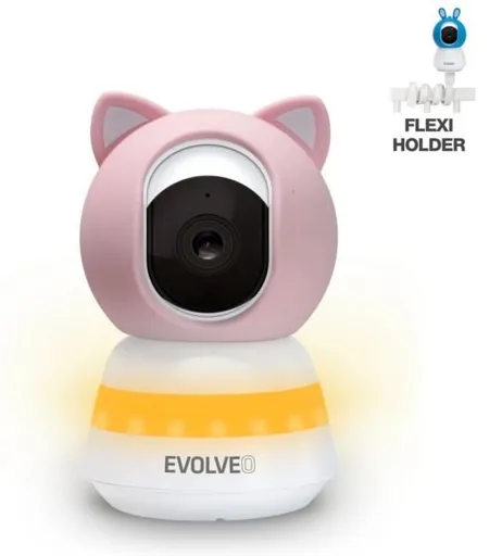 EVOLVEO Baby Monitor LUX- Múdra 360 ° videoopatrovateľka s nočným videním, detekciou plače a pohybu, ružová