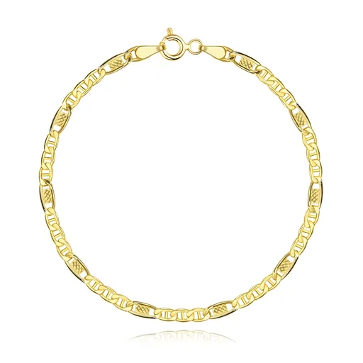 Zlatý náramok 14K s mriežkovaným vzorom a oválnymi očkami