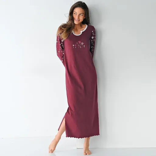 Dlhá nočná košeľa s potlačou kvetín