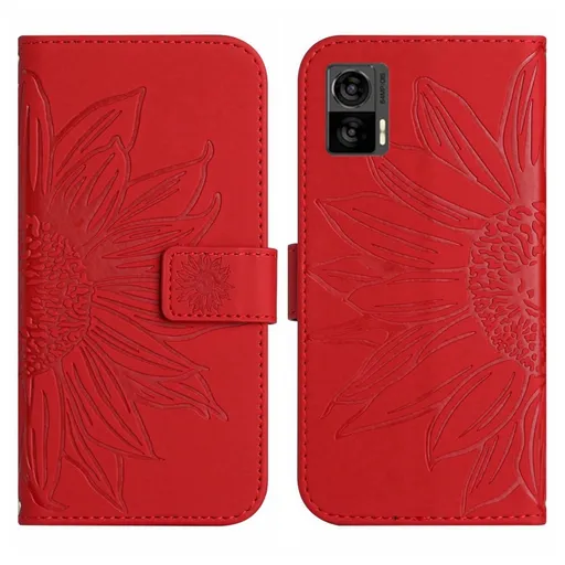 ART SUNFLOWER Peňaženkové puzdro s remienkom Motorola Edge 30 Neo červený