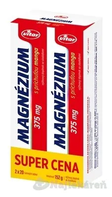 VITAR MAGNÉZIUM 375 mg DUOPACK s príchuťou manga 2x20ks 1set