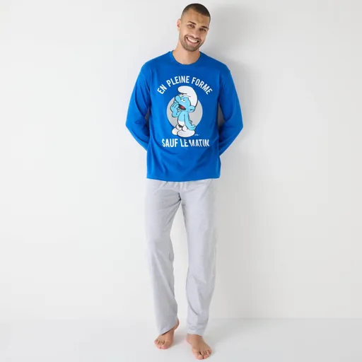 Pyžamo Šmolkovia s nohavicami a dlhými rukávmi