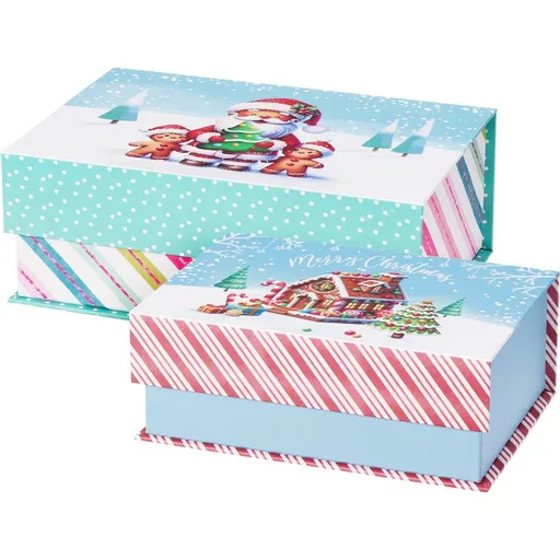 Set 2 vianočných krabíc Cookieman prúžky