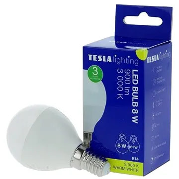 TESLA LED žiarovka miniglobe BULB E14, 8 W, teplá biela (MG140830-7)