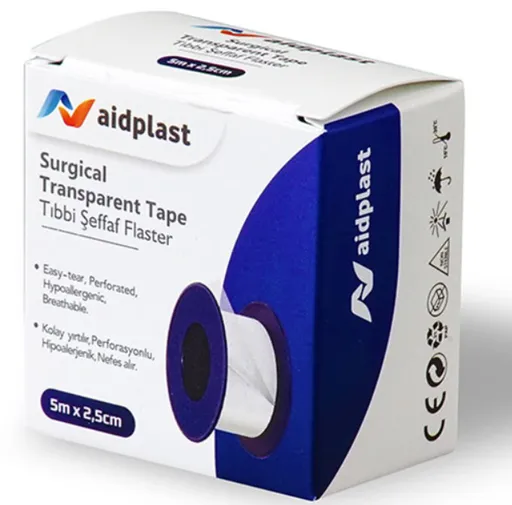 Aidplast Náplasť priehľadná na cievke 2,5 cm x 5 m