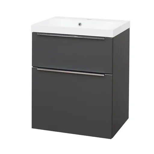 Mereo Mailo, kúpeľňová skrinka s umývadlom z liateho mramoru 61 cm, antracit, chróm madlo CN530M