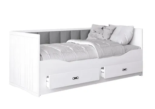 ArtAJ Rozkladacia posteľ EMMELINE s matracom | biela/sivá 80 x 200 cm