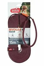 Vodítko pre psov BIVOUAK ploché, silikónové 15mm/15m červenéZolux