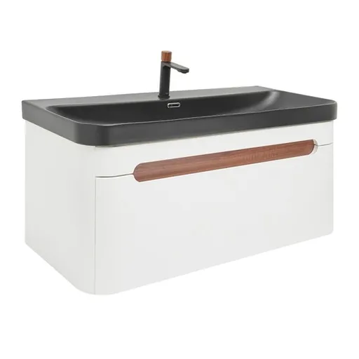 Kúpeľňová skrinka s umývadlom a batériou SAT Fusion 97,5x43x45 cm biela matná SATFUSION100WBKMBA