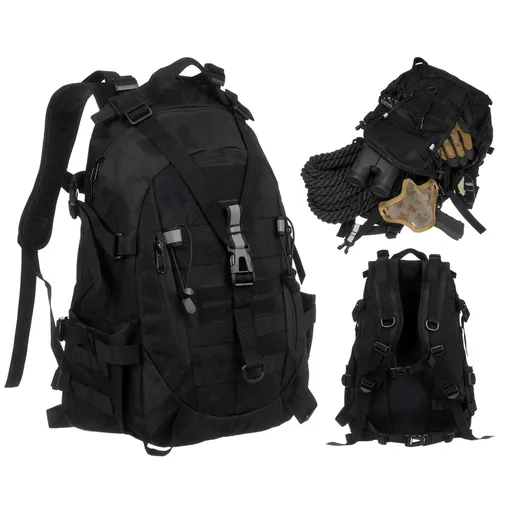 Športový čierny taktický ruksak s MOLLE systémom – Peterson