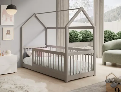 ArtAdrk Detská posteľ domček GRAJA | sivá 90 x 200 cm